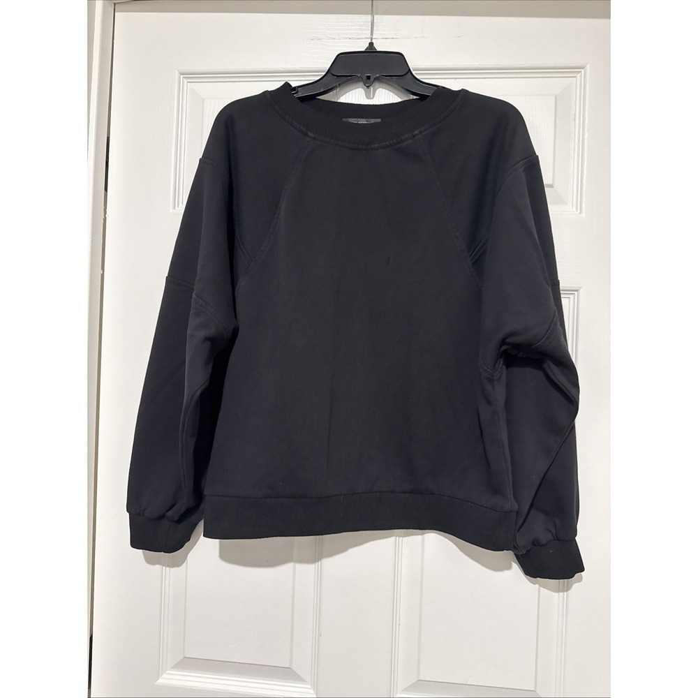 MEROKEETY Womens Black Pullover Crewneck Sweater Rayon Blend Large